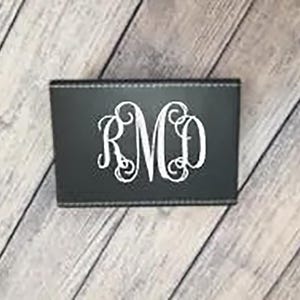 Personalized Black Faux Leather Memo Note Holder