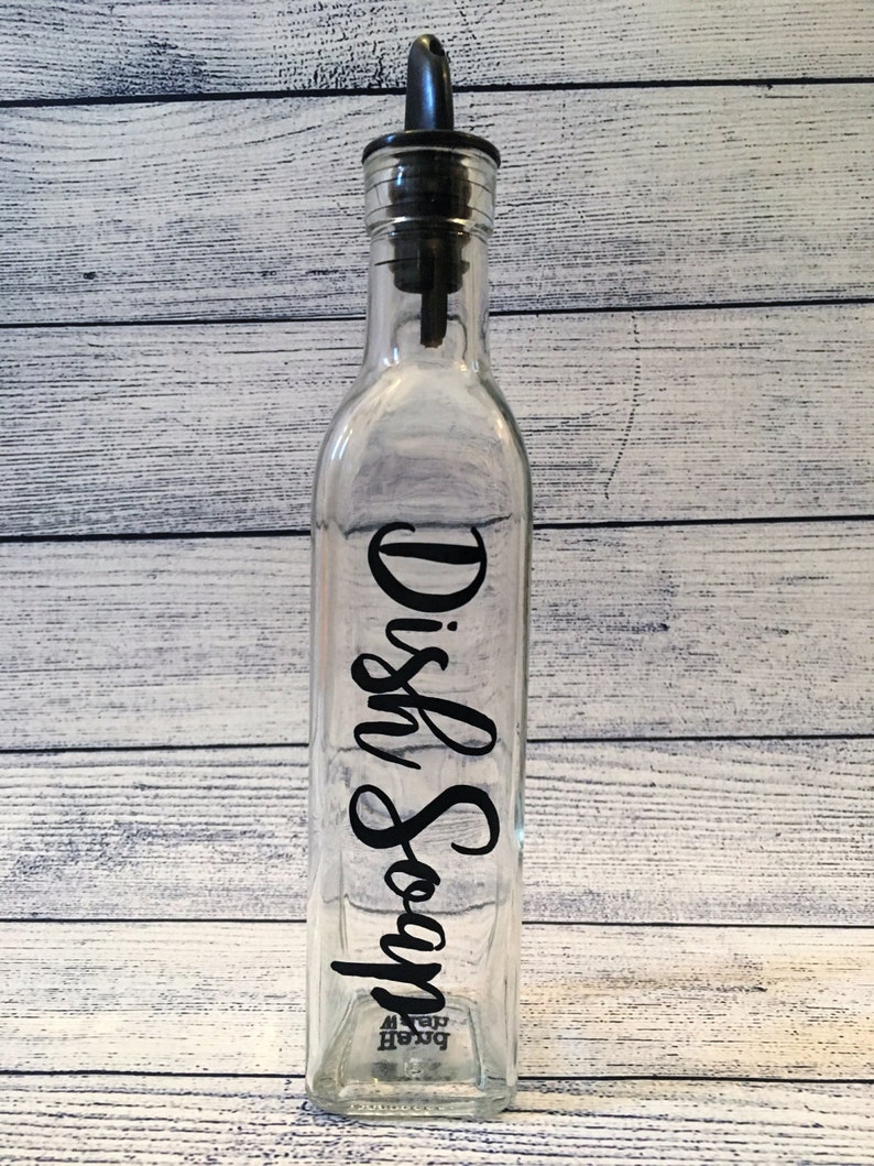 Custom Countertop Dish or Hand Soap Glass Dispenser choose the lettering color Dish Soap