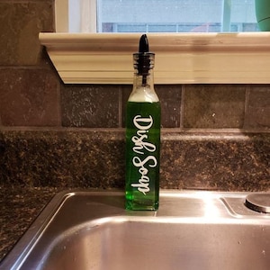 Custom Countertop Dish or Hand Soap Glass Dispenser choose the lettering color image 8