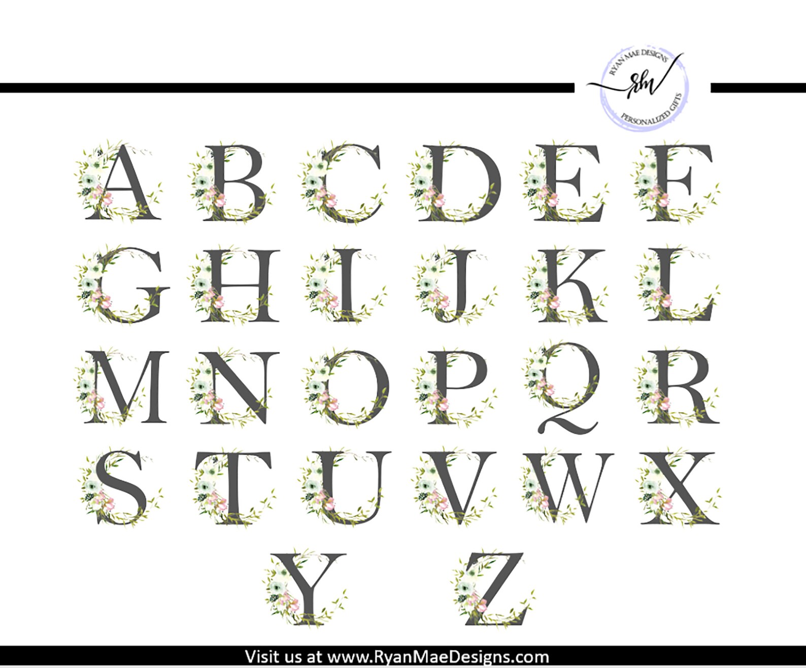 Personalized Floral Letter/Name Drinkware Etsy