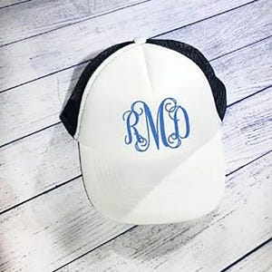 Personalized Snap Back Trucker Hat - White/Black