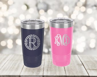 Laser Engraved Monogram Tumbler - 20 oz.