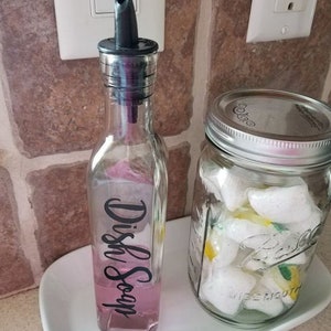 Custom Countertop Dish or Hand Soap Glass Dispenser choose the lettering color image 9