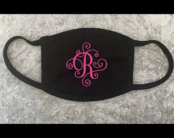 BLACK | Personalized | Monogrammed | Face Mask
