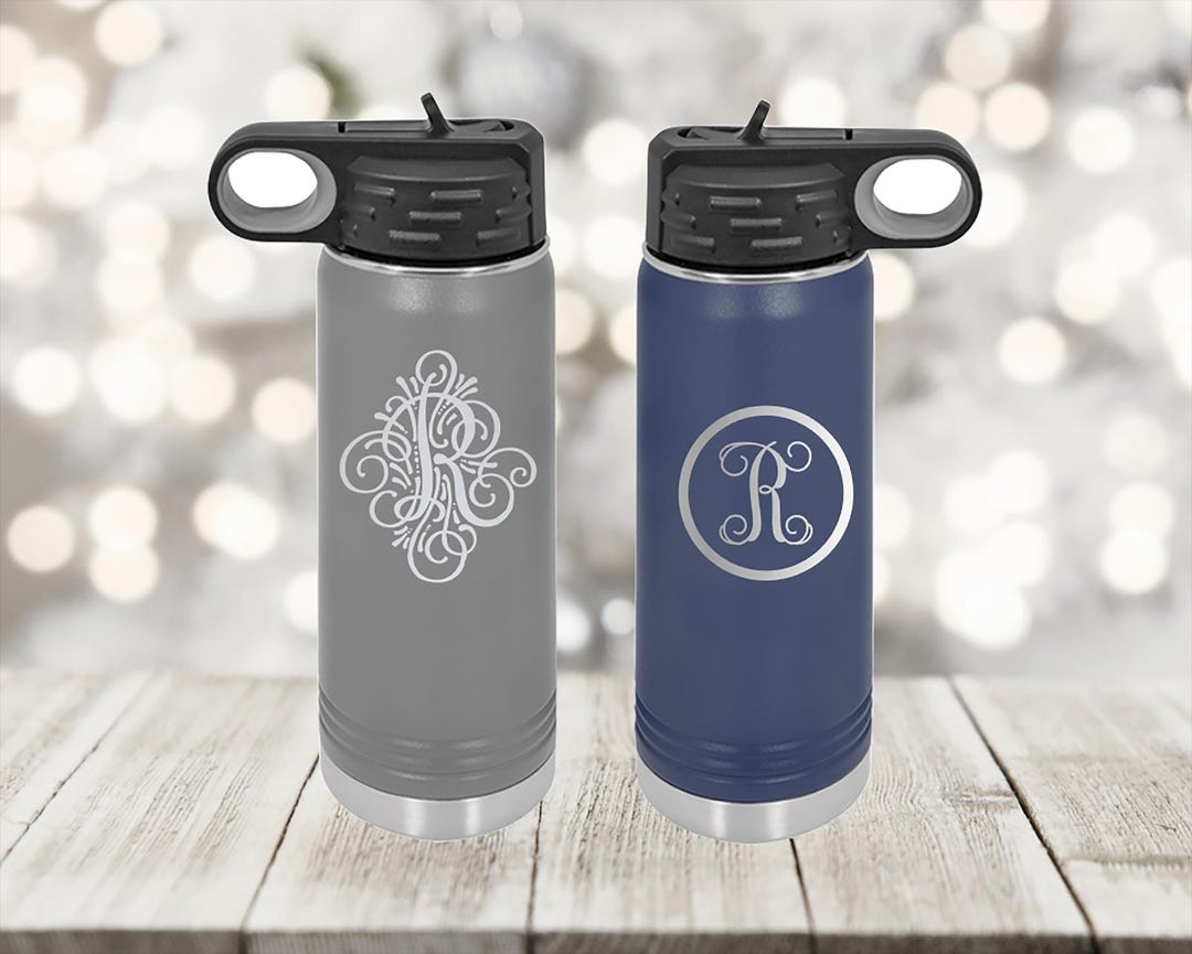 Laser Engraved Monogram Water Bottle - 32 Oz. - Etsy