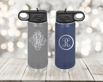 Laser Engraved Monogram Water Bottle - 32 oz.