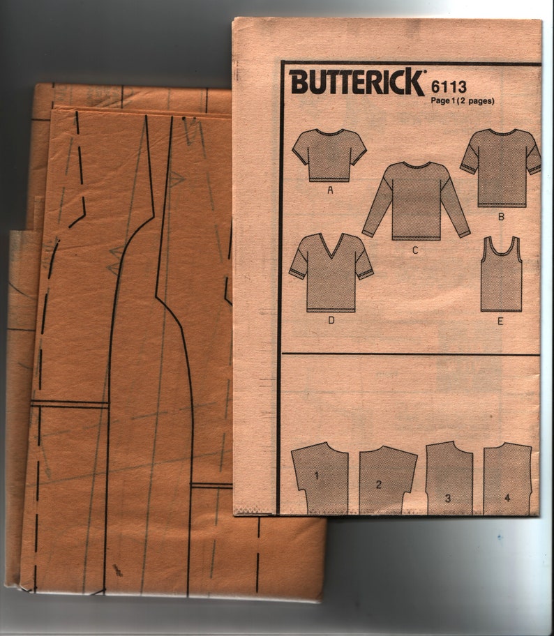 Butterick 6113 Misses' Tee Shirts size L-XL UNCUT and RARE image 3