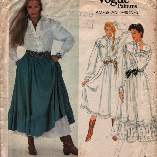 Vogue 2881 sz 12 American Designer Ralph Lauren Dress and Skirt 1982 UNCUT