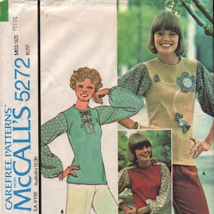 McCalls 5272 sz 6-8 Mixed Media Boho Tops 1976 UNCUT
