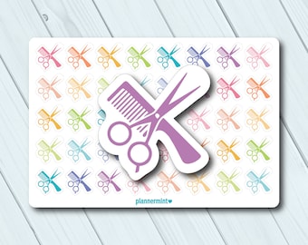 Haircut Planner Stickers - Hair Appointment, Scissors Icon (Matte or Glossy)