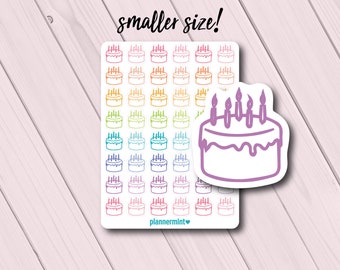 Mini Birthday Cake Planner Stickers - Erin Condren - Happy Planner - Functional Icon Deco - Bday - Party - Birthday Party - Birthday Gift