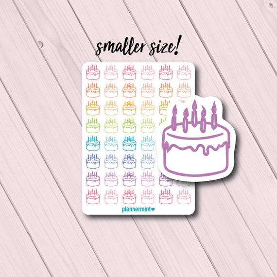 Mini Birthday Cake Planner Stickers: Functional Icon Deco
