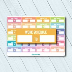 Work Schedule Stickers - Fillable Tracker - Erin Condren Life Planner - ECLP - Happy Planner - Work Times - Business - Matte Stickers