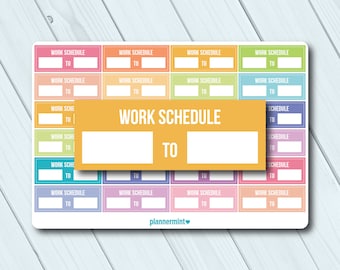 Work Schedule Stickers - Fillable Tracker - Erin Condren Life Planner - ECLP - Happy Planner - Work Times - Business - Matte Stickers