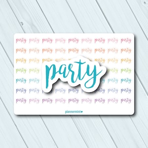 Party Stickers - Planner Stickers - Multicolor - Erin Condren Life Planner - Happy Planner - Word Outlines - Birthday - Matte or Glossy