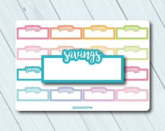 Savings Planner Stickers: Fillable Script Tracker (Matte or Glossy)