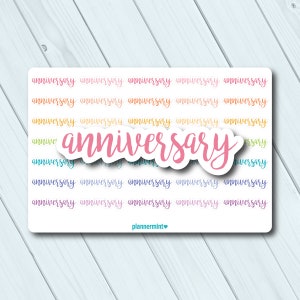 Etiquetas engomadas del planificador de aniversario - Esquema de la palabra - Erin Condren Life Planner - Planificador feliz - Novio - Esposo - - Matte o Glossy