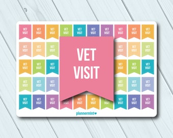 Veterinärbesöksplanerarklistermärken: Flaggklistermärken (50 matta eller glansiga)
