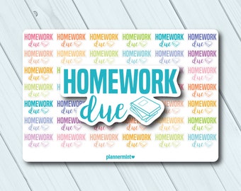 Homework Planner Stickers: Script Word Art, School Organizer (Matte or Glossy)
