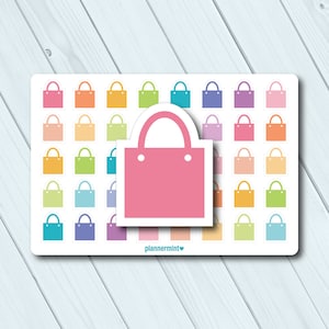 Shopping Bag Planner Stickers: Functional Icons (40/Sheet)