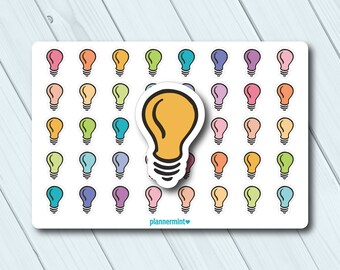 Light Bulb Planner Stickers: Bright Idea Icon (40 Matte or Glossy Stickers)