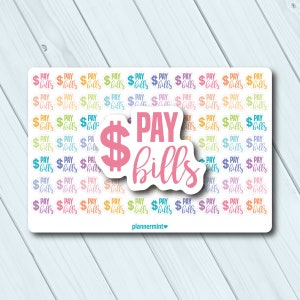 Zahlen Geldscheine Planner Sticker - Bill Due - Skript Wort Aufkleber - Erin Condren Life Planner - glücklich Planner - Mambi - TN - Matt oder glänzend