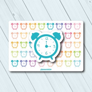 Alarm Clock Planner Stickers: Time Tracker Icons