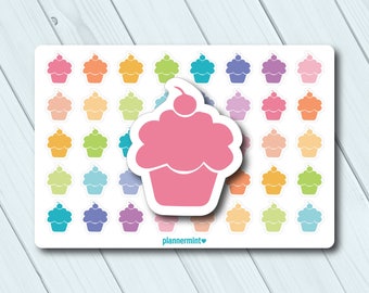 Cupcake Planner Stickers: Functional Icons (40/Sheet)