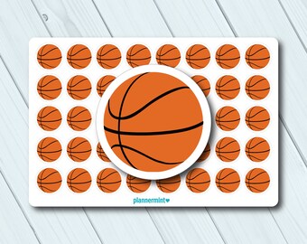 Autocollants de planificateur de basket-ball - Icône - Erin Condren Life Planner - Happy Planner - Sports - Basket Ball - Jeu - Pratique - Mat ou brillant