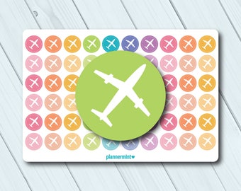 Airplane Planner Stickers: Travel Icon Stickers - Matte or Glossy