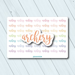 Pegatinas del planificador del tiro con arco - Contorno de la palabra - Planificador de la vida de Erin Condren - Planificador feliz - Arco y flecha - Ballesta - Caza - Mate o brillante