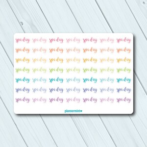 Spa Day Stickers Planner Stickers Word Outline Erin Condren Life Planner Happy Planner Facial Massage Matte or Glossy image 3