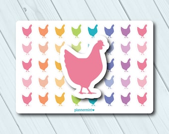 Chicken Icon Planner Stickers: Farm Animal Decals