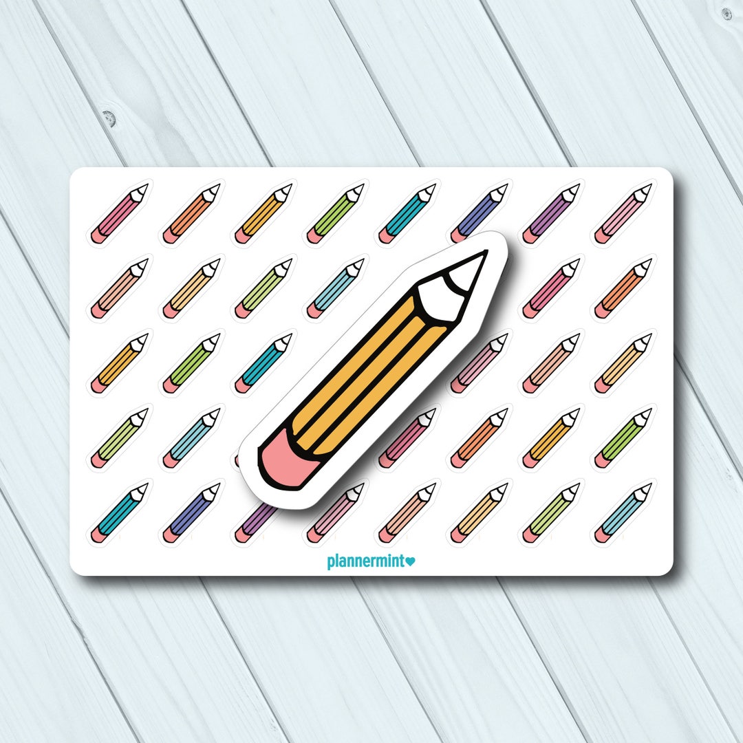 Pencil Planner Stickers - Icon - Erin Condren Life Planner - Happy ...