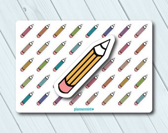 Pencil Planner Stickers - Icon - Erin Condren Life Planner - Happy Planner - College - High School - University - Matte or Glossy