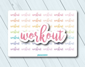 Workout Planner Stickers: Word Outline, Fitness (Matte or Glossy)