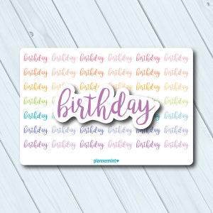 Geburtstag Planner Sticker - Wort Umriss - Erin Condren Life Planner - glücklich Planner - Geburtstag - Partei - Zahlung - Matt oder glänzend