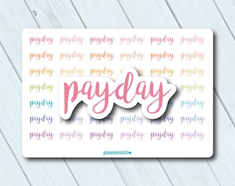 Payday Stickers - Script Planner Stickers - Multicolor - Erin Condren Life Planner - Happy Planner - Word Outlines - Money - Matte or Glossy