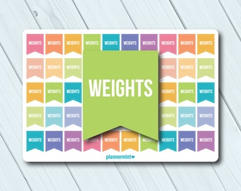 Weights Planner Stickers - Small Flags - Fitness Workout (Matte or Glossy)