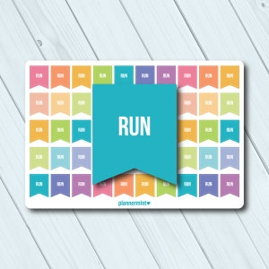 Run Planner Stickers: Small Flags for Erin Condren, Happy Planner (Matte or Glossy)