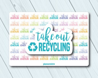 Adesivos para Planejador de Reciclagem: Para Viagem e Lixo - Fosco ou Brilhante