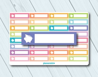 Piggy Bank Planner Stickers: Savings Tracker, Fillable (Matte or Glossy)