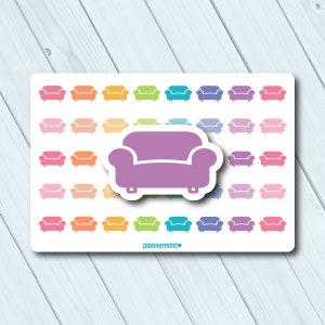 Couch Planner Stickers: Living Room Decor, Cozy Sofa Icons