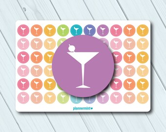 Martini Planner Stickers: Cocktail Icon Dots - Erin Condren, Happy Planner