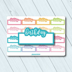 Birthday Planner Stickers - Fillable Tracker - Erin Condren Life Planner - Happy Planner - Birthday Party - Matte or Glossy Stickers
