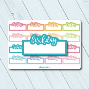 Geburtstags-Planer Aufkleber - befüllbarer Tracker - Erin Condren Life Planner - Happy Planner - Geburtstagsparty - Matte oder glänzende Aufkleber