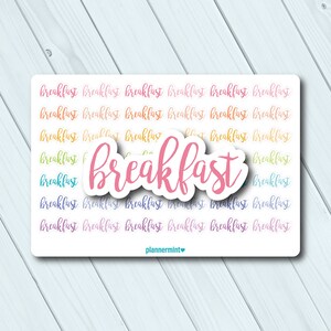 Breakfast Planner Stickers - Word Outline - Erin Condren Life Planner - Happy Planner - Meal Planning - Matte or Glossy