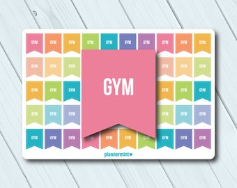 Gym Planner Stickers - Small Flags - Erin Condren Life Planner - Happy Planner - Workout - Fitness - Weight Loss - Matte or Glossy