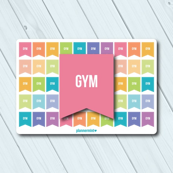 Gym Planner Stickers: Small Flags, Workout, Fitness (Matte or Glossy)