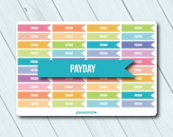 Payday Planner Stickers - Side Flag Headers - Erin Condren Life Planner - Happy Planner - Money - Finance - Pay Day - Matte or Glossy